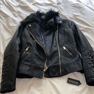 LEATHER GUESS JACKET (WORN ONCE)